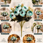 ARTSY Artificial Ranunculus Flower Bunch – White & Turquoise, 1 Pc
