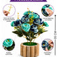 Luxury Artificial Rose Flower Pot – Premium Teal & Navy Floral Home Decor Arrangement, Pack of 1