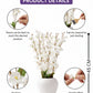 White Blossom Artificial Flower Arrangement in Premium Plastic Pot, Pack of 1
