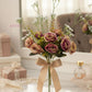 ARTSY Artificial Rose Flower Bunch with Baby Breath Flowers (Pack of 3) | Realistic Faux Floral Bouquet for Home, Office & Wedding Décor