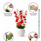 Elegant Red & White Artificial Blossom Flower Pot for Home Decor, Pack of 1