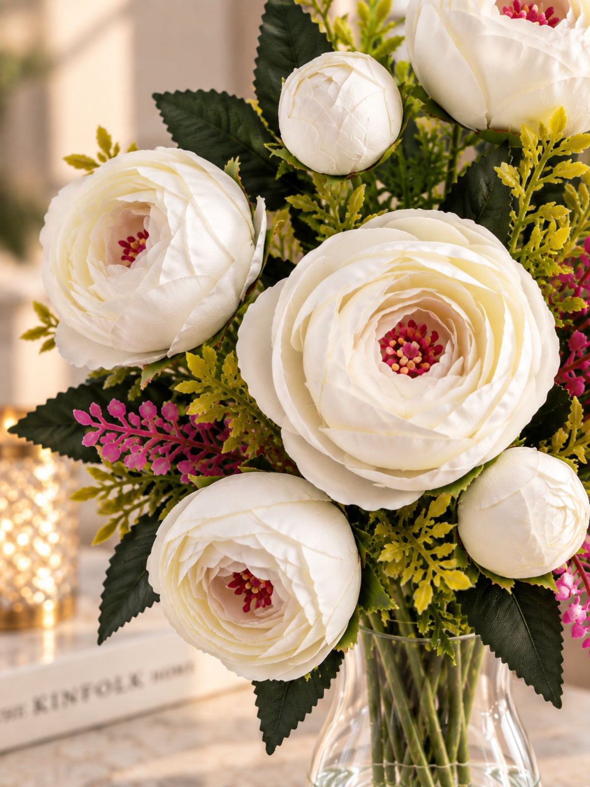Artificial Ranunculus Flower Bunch - White | ARTSY