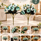 ARTSY Artificial Ranunculus Flower Bunches – Pack of 2, Aqua Green & White Faux Flowers for Home Décor, Wedding & Gifting