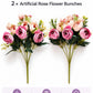 ARTSY Artificial Rose Flower Bunches – Pack of 2 | Realistic Pink & Peach Faux Flowers for Home Decor, Gifting & Wedding Decoration