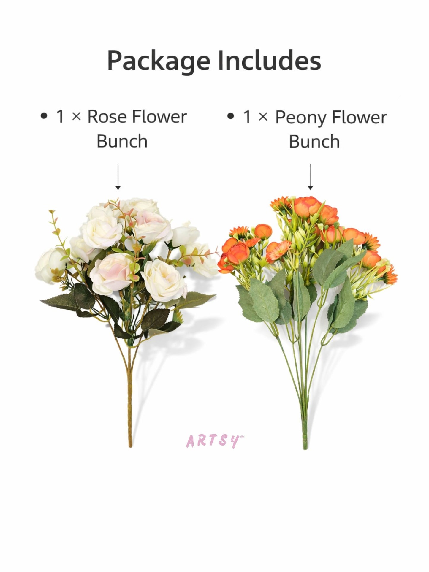 ARTSY Artificial Flower Bunch Pack of 2 | Realistic Faux Flowers for Home Decoration, Living Room, Office, Wedding & Vase Arrangements