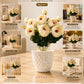 Luxury Ivory Peony Artificial Flower Pot for Home Decor | Premium Decorative Tabletop Floral Arrangement (Pack of 1)