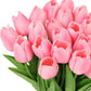 ARTSY® Artificial Tulip Flowers Bunch – Set of 5 Faux Flower Stems | Ideal for Living Room, Centerpiece, Gifting, craft, Real Touch Flower Bunch for Vase Decor, Home Styling, Events, Pink
