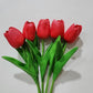 ARTSY® Artificial Tulip Flowers Bunch – Set of 5 Faux Flower Stems | Ideal for Living Room, Centerpiece, Gifting, craft, Real Touch Flower Bunch for Vase Decor, Home Styling, Events, Red
