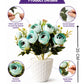 ARTSY® Artificial flowers with pot for Home decoration, table top, office decor, peony flowers, craft, gift, 35 cm height, Green, Pack of 1 Piece