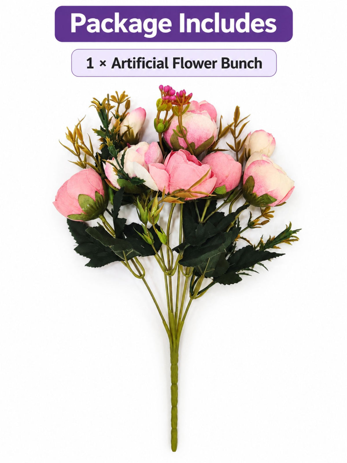 ARTSY Artificial Pink & White Flower Bunch for Home Decor