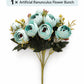 ARTSY Artificial Ranunculus Flower Bunch – White & Turquoise, 1 Pc