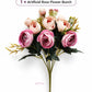 ARTSY Artificial Rose Flower Bunch – Realistic Pink & Peach Rose Bouquet, 1 Piece for Home Decor, Wedding & Gifting