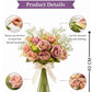 ARTSY Artificial Rose Flower Bunch with Baby Breath Flowers (Pack of 3) | Realistic Faux Floral Bouquet for Home, Office & Wedding Décor
