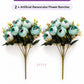 ARTSY Artificial Ranunculus Flower Bunches – Pack of 2, Aqua Green & White Faux Flowers for Home Décor, Wedding & Gifting