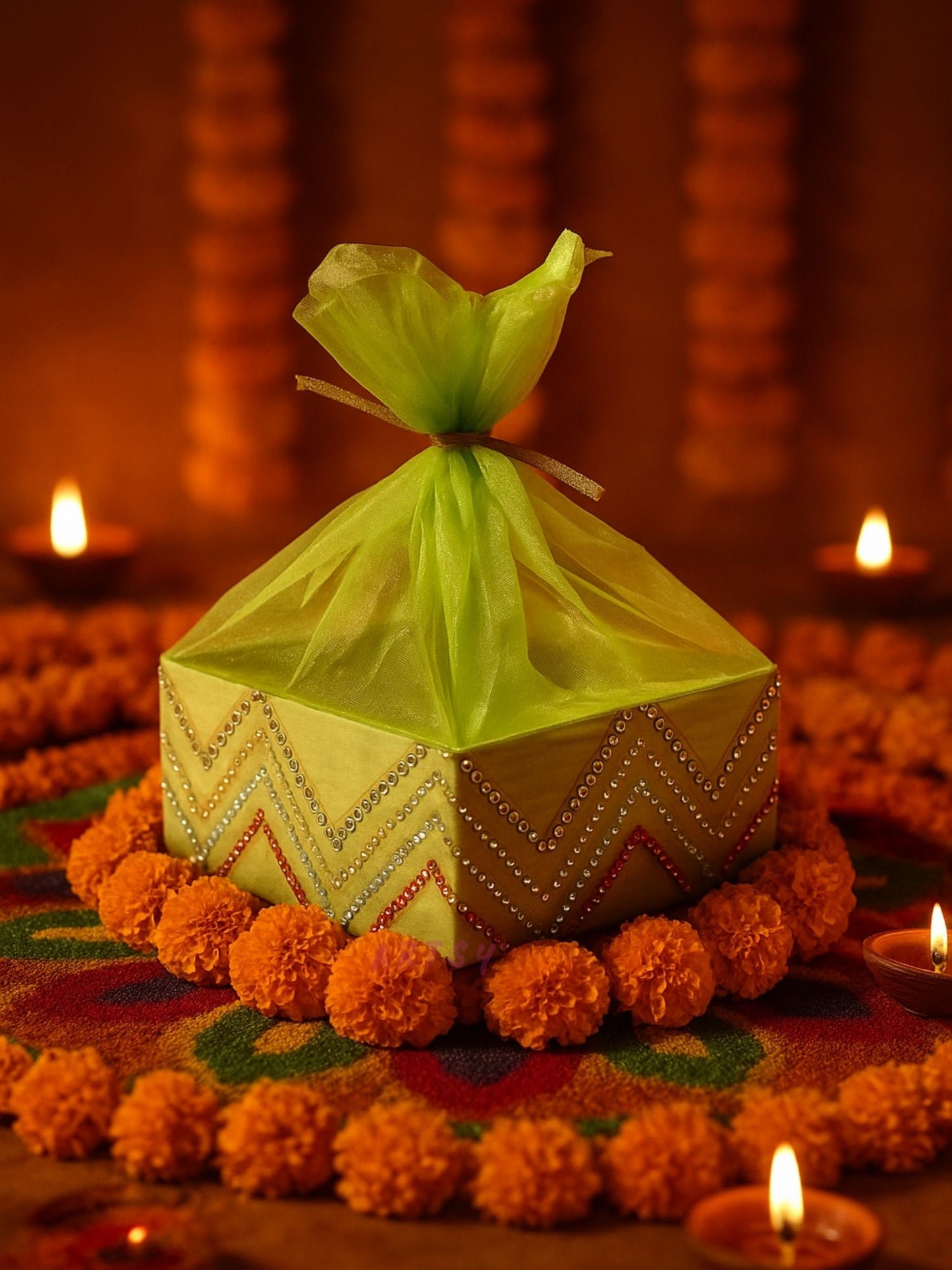 ARTSY Elegant Handcrafted Mesh Food Cover Basket for Serving & Festive Gifting