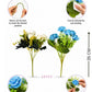ARTSY Artificial Blue Rose & White Peony Flower Bunch Combo | Pack of 2 Fake Flowers for Home Decoration, Living Room, Office, Wedding & Table Decor