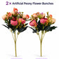ARTSY Artificial Peony Flower Bunch – Pack of 2, Realistic Faux Flowers for Home Decor, Wedding, Festive Decoration & Gifting