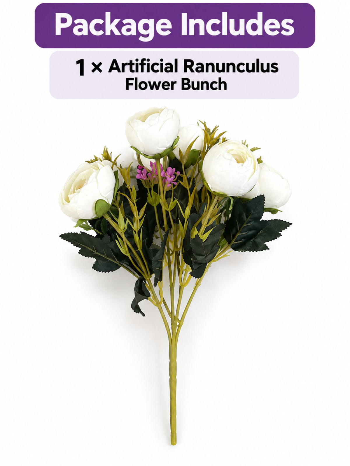 Artificial Ranunculus Flower Bunch - White | ARTSY