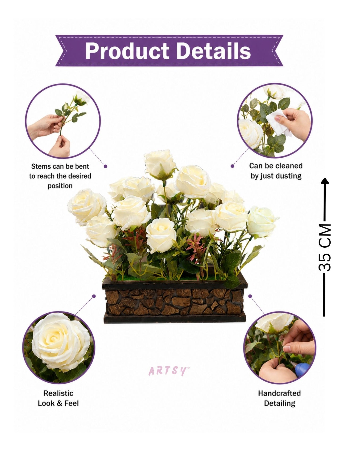 Elegant Artificial Flowers in Decorative Pot: Lifelike Beauty for Any Space