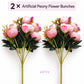 ARTSY Artificial Peony Flower Bunch – Pack of 2, Pink & White Faux Peony Flowers for Home Decor, Wedding, Gifting & Floral Arrangements
