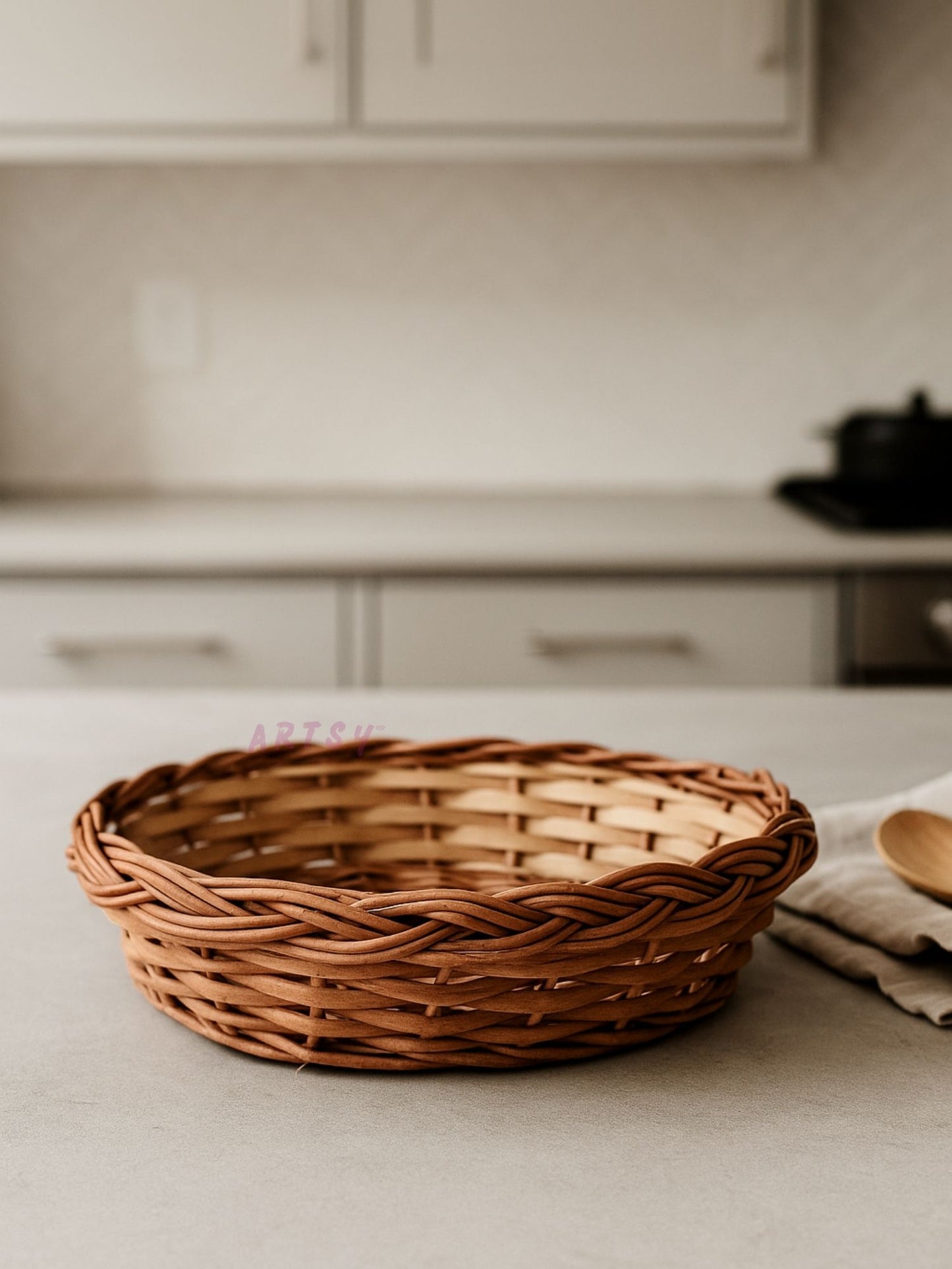 ARTSY Rustic Handwoven Wicker Basket for Storage, Serving & Home Decor