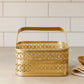 Artsy Golden Metal Decorative Basket with Foldable Handle
