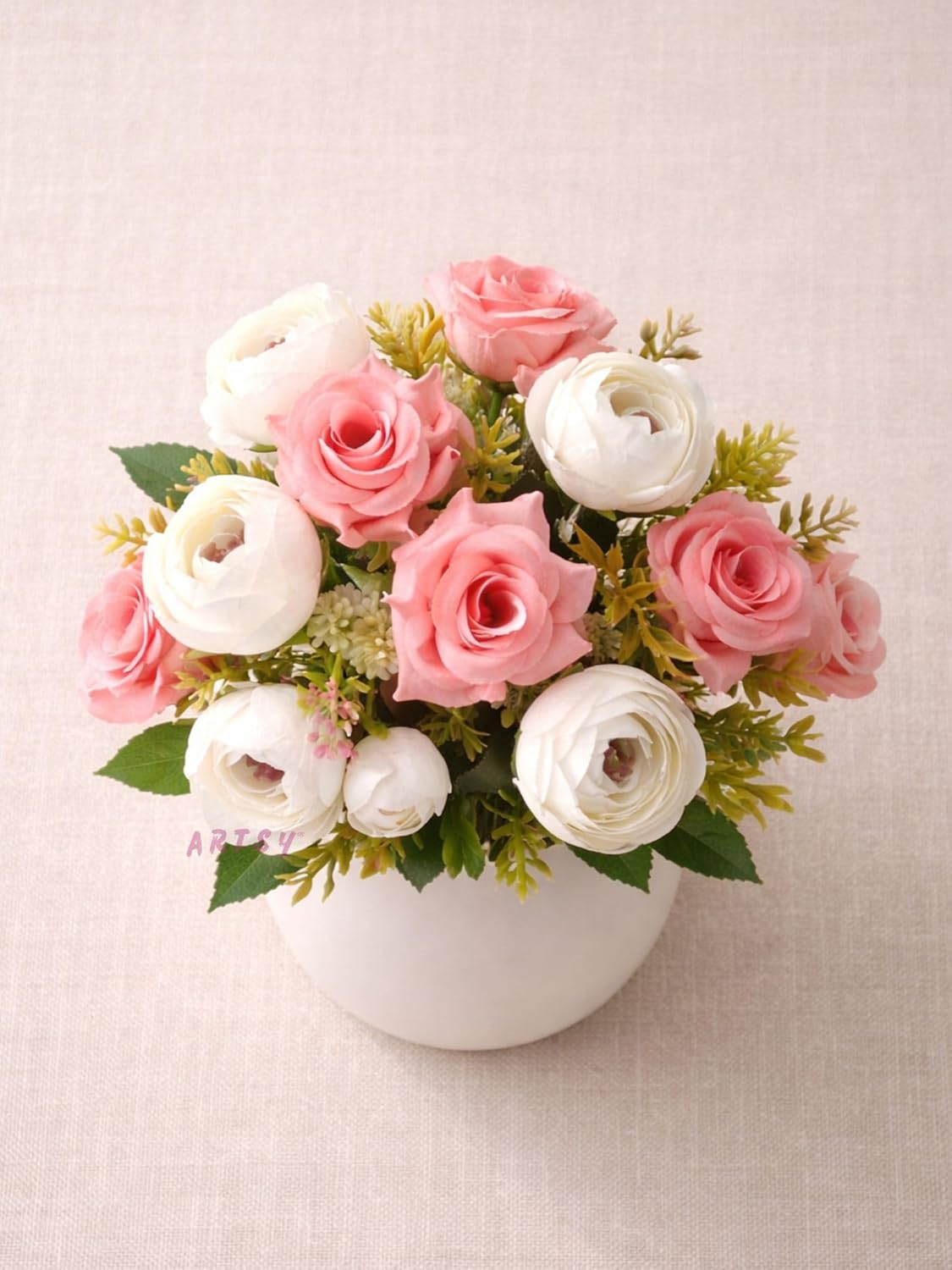 ARTSY Artificial Flower Bouquet (Set of 2) | Rose & Peony Flowers