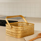 Artsy Golden Metal Decorative Basket with Foldable Handle
