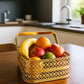Artsy Golden Metal Decorative Basket with Foldable Handle