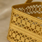 Artsy Golden Metal Decorative Basket with Foldable Handle