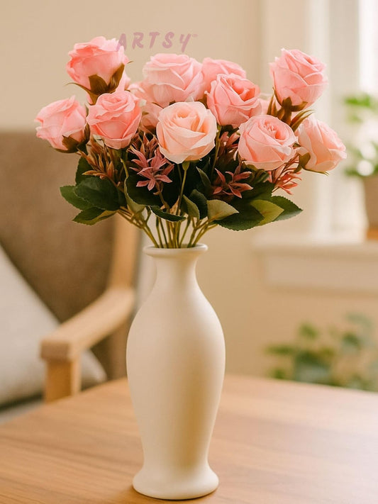 Artificial Pink Rose Bunch