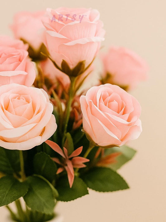 Artificial Pink Rose Bunch