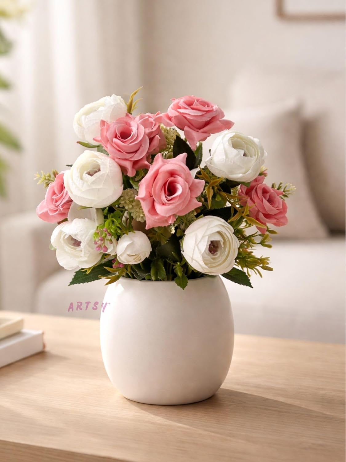 ARTSY Artificial Flower Bouquet (Set of 2) | Rose & Peony Flowers