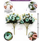 ARTSY Artificial Ranunculus Flower Bunches – Pack of 2, Aqua Green & White Faux Flowers for Home Décor, Wedding & Gifting