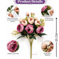 ARTSY Artificial Rose Flower Bunch – Realistic Pink & Peach Rose Bouquet, 1 Piece for Home Decor, Wedding & Gifting