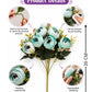 ARTSY Artificial Ranunculus Flower Bunch – White & Turquoise, 1 Pc
