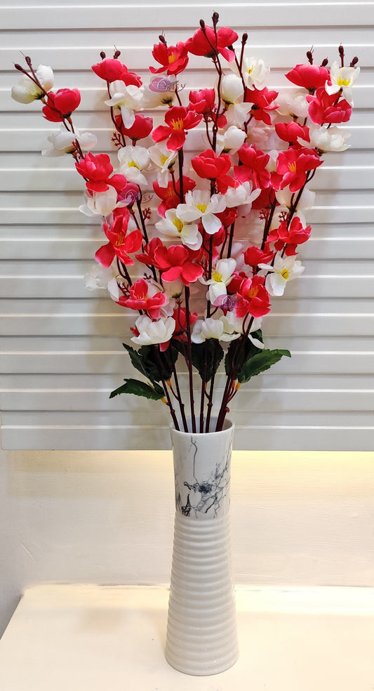 ARTSY® Deep Pink Delight: Artificial Cherry Blossom Flower Bunch for Vibrant Elegance, For Home decoration, Vase Filler, Office Decor (1 Piece), 55 Cm Long