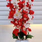 ARTSY® Artificial Flowers With Pot For Home Decoration, Office Decor Cherry Blossom combo, White red, 1 Piece