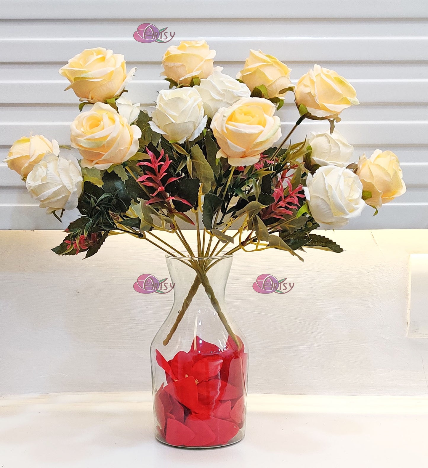 Forever Blooms: Lifelike Artificial Rose Flower For Vase Filler, Home Decoration, DIY craft And Many More, Combo pack of 2 Pieces, Without Vase