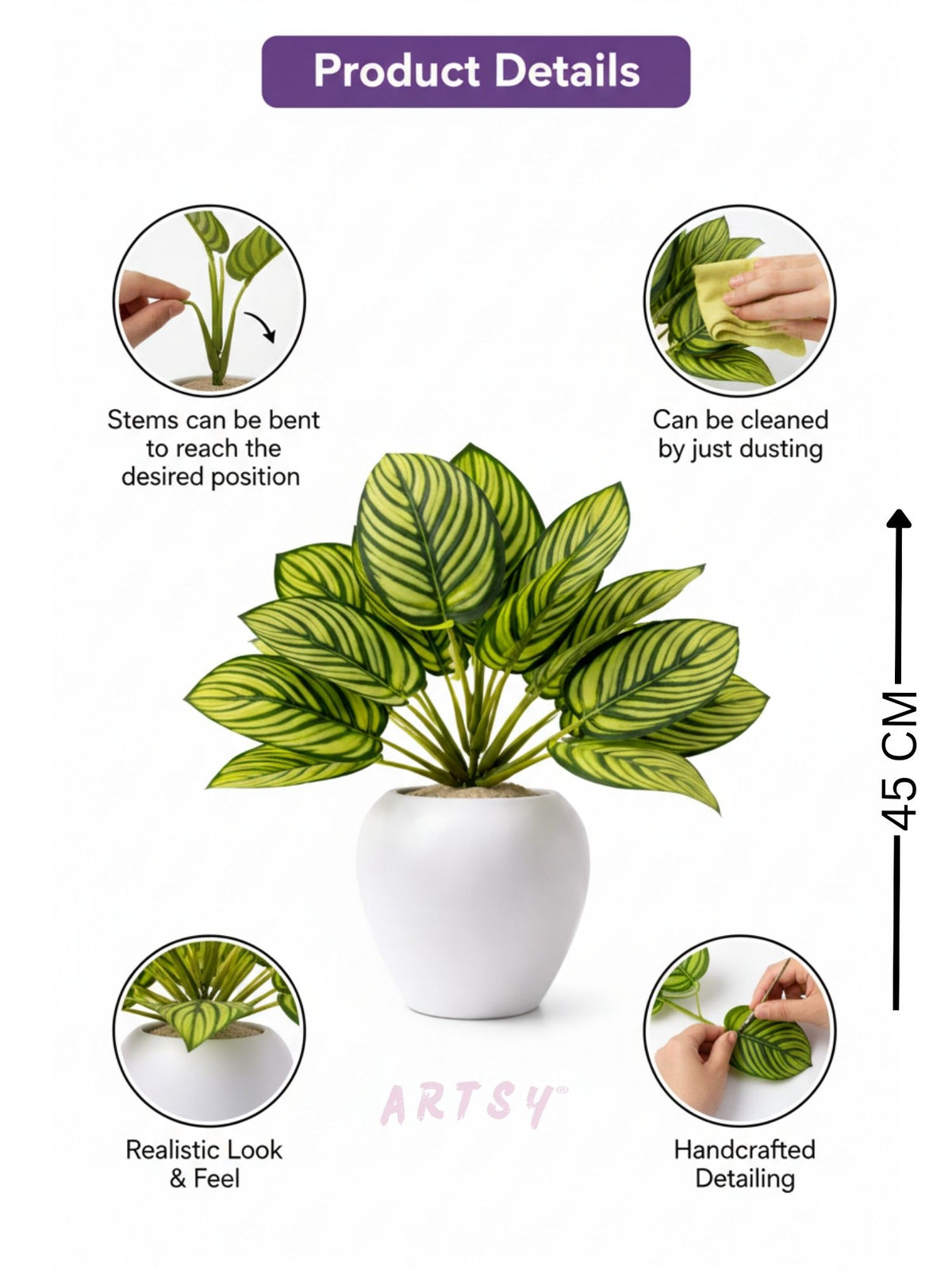 ARTSY Artificial Tabletop Potted Plant for Living Room & Office Decor, Pack of 1 Piece