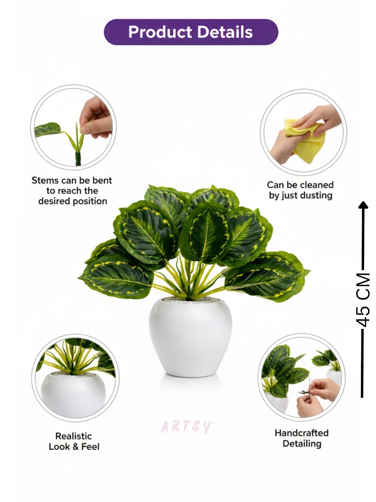 ARTSY Artificial Tabletop Plant for Home Decoration, Pack of 1