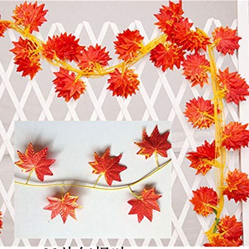 ARTSY® Artificial hanging flowers for wall decoration, artificial plants for home decor, maple plant leaves for decoration, office decor, craft, gifting, pack of 4 pieces, 7 feet long each, orange