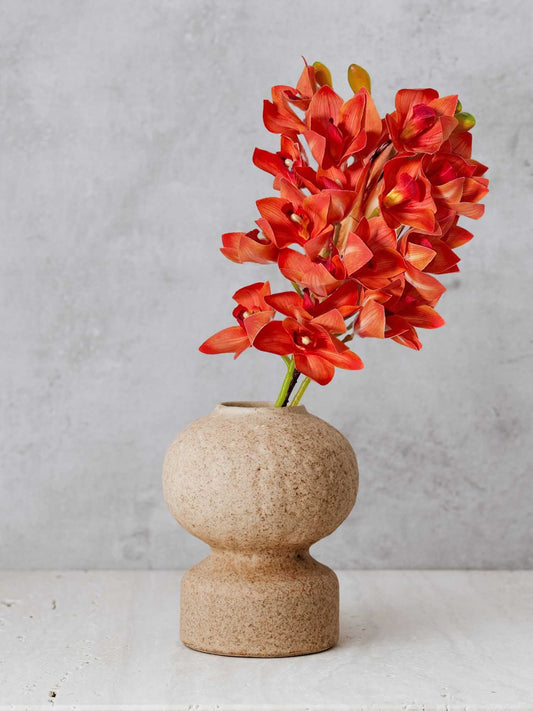 Artificial Flowers for decoration orchid flower bunch/stick for vase/pot, home/office decor, gift, artificial plant, Craft, Without Vase, Pack of 1 piece, 76 cm height, Orange