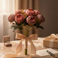 ARTSY Artificial Peony Flower Bunch with Greenery, Pink & Purple Faux Flowers for Home Decor
