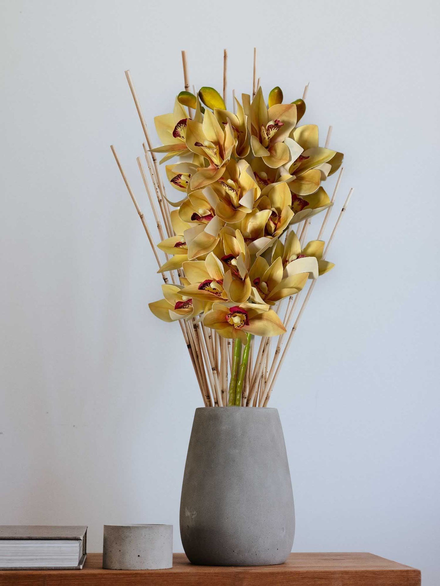 Artificial Flowers for decoration orchid flower bunch/stick for vase/pot, home/office decor, gift, artificial plant, Craft, Without Vase, Pack of 1 piece, 76 cm height, Cream