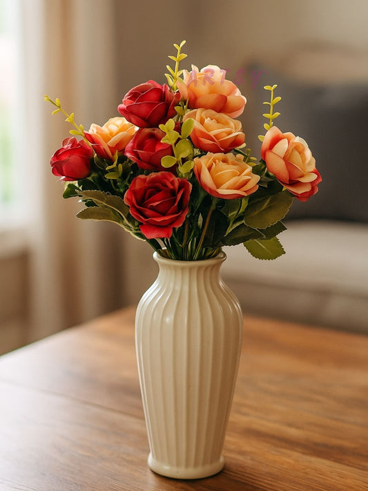 Luxury Artificial Rose Flower Bunch for Home & Wedding Decor, Pack of 1, Maroon Multi