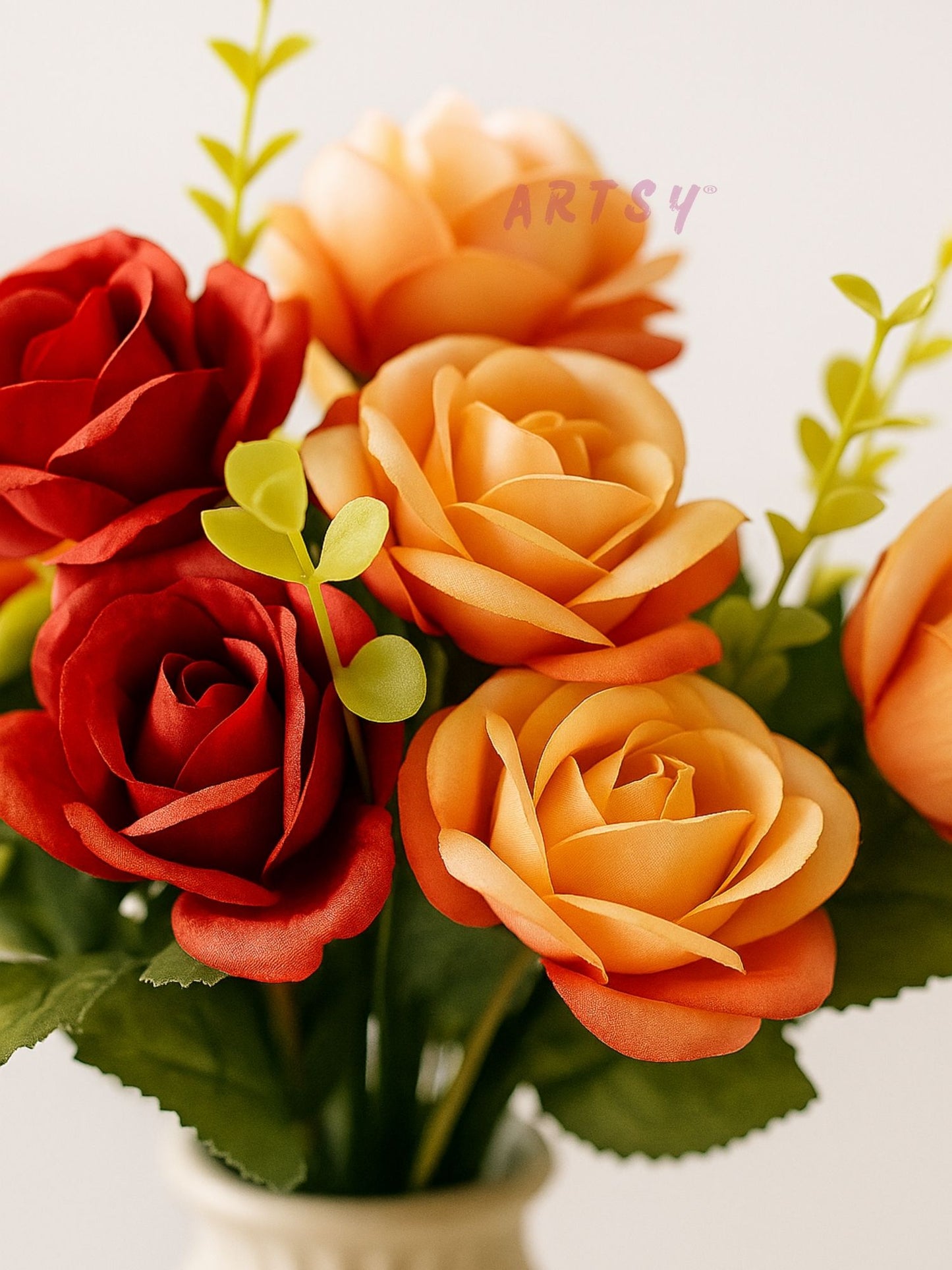 Luxury Artificial Rose Flower Bunch for Home & Wedding Decor, Pack of 1, Maroon Multi