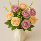 Blush Rose Artificial Flower Vase for Home Decor, Pack of 1, Purple