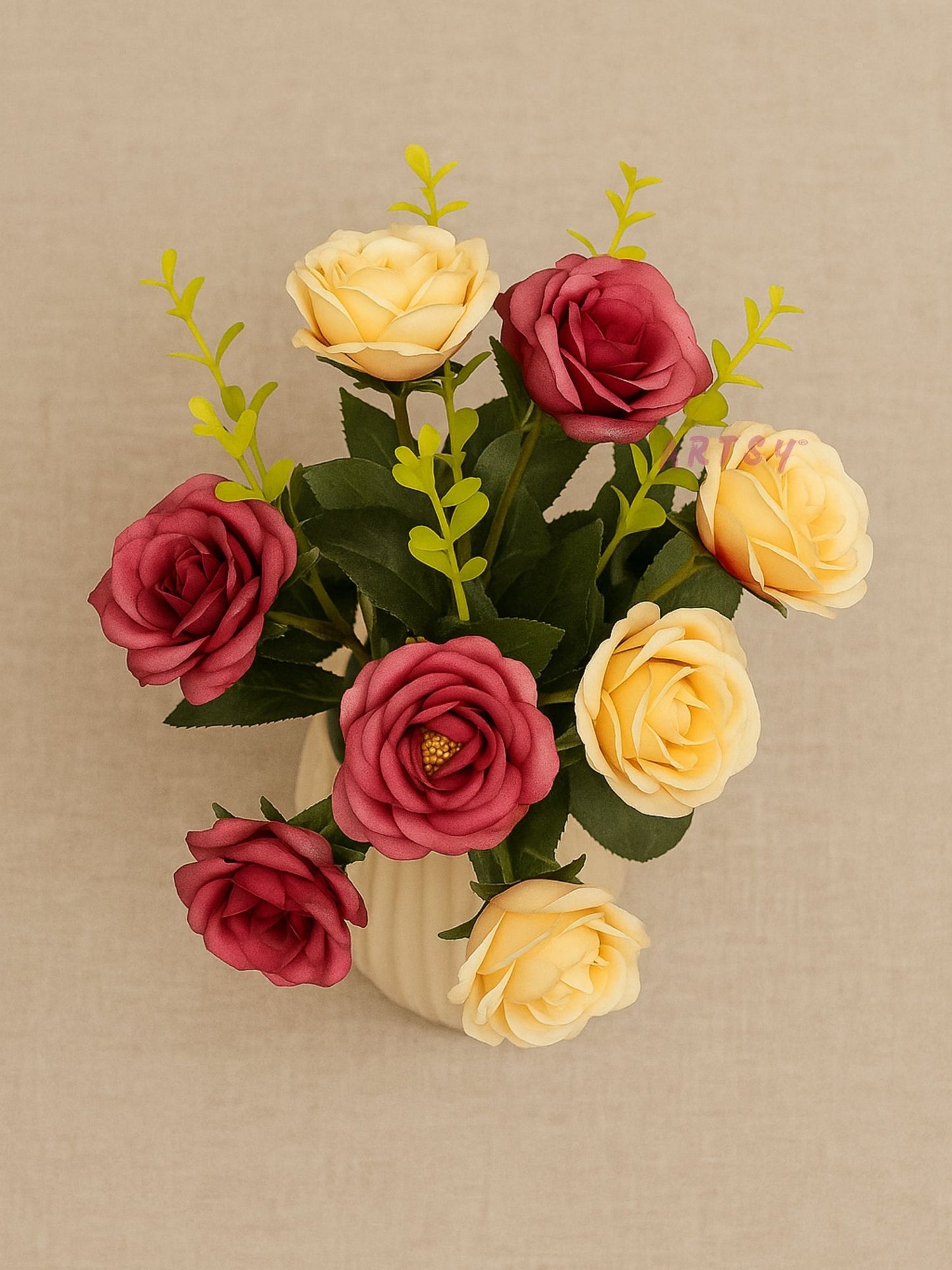 Elegant Faux Rose Flower Arrangement for Home & Office – Pack of 1, Multi