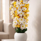 Luxury White & Yellow Artificial Cherry blossom Pot | Stylish Home Decoration, Pack of 1